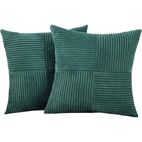 Ensemble de 2 housses de coussin - 40 x 40 cm - Coussins de canapé en velours côtelé - Patchwork - Housses de coussin décoratives - Housses de coussin carrées décoratives - Convient pour canapés - Sal (1/5)