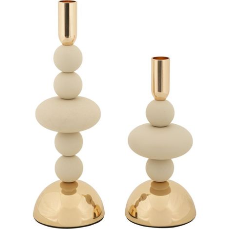 Lot de 2 Chandeliers "Galaxy" 30cm Crème & Or