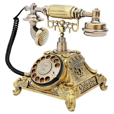 Téléphone rétro vintage - Bronze - Résine respectueuse de l'environnement - Finition de qualité supérieure - Téléphone à cadran antique décoratif pour la maison et le bureau (1/5)