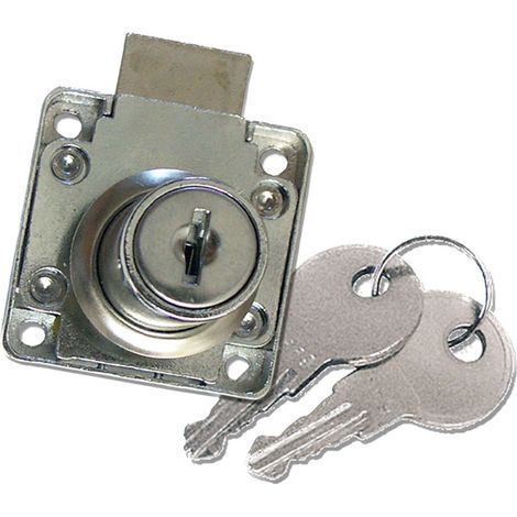 Cerradura mueble, modelo cm01, de zamak con acabado cromo brillo, 40 x 39 x 26 mm, blister