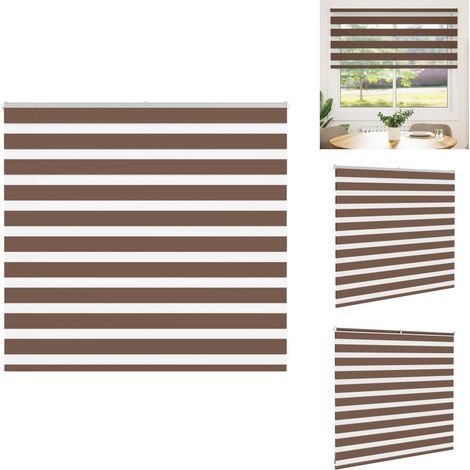 Store zèbre marron 160x100cm largeur du tissu 155,9cm polyester - Store Zébré - Stores Zébrés - Store À Enrouleur Zébré - Double Store À Enrouleur (1/5)