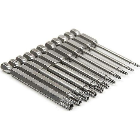 Ensemble de 11 embouts de tournevis magnétiques Torx T6-T40 à 6 pans, outils de perçage, 7,6 cm (3 pouces) (1/4)