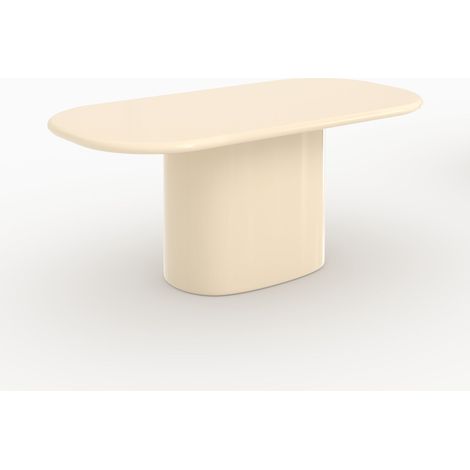 Mesa rectangular Lydia lacada en blanco en MDF, 6 personas (1/4)