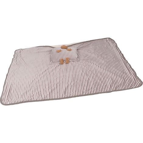 Couverture chauffante électrique USB 5V portable, lavable, thermostatique, en polyester, motif ours rayé gris. Idéale pour la maison. (1/5)