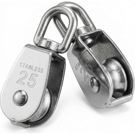 M25-Heberolle, Einzelrolle aus Edelstahl 304 für 11-mm-Seildurchmesser, 360° drehbar, Tragfähigkeit 150 kg (1/5)