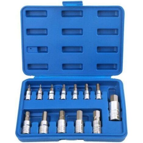 Set of 13 hex sockets (1/2", 3/8", 1/4"), set of 13 internal hex sockets (2-14 mm) (1/4)