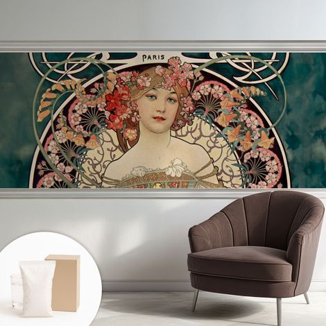 Papier peint intissé décoratif pour chambre et salon Design moderne à poser facilement - Colle incluse gratuite Symétrie florale 250x104 cm (1/5)