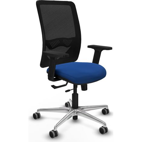 Chaise piqueras y crespo Zulema cuir synthétique noir tissu bleu (1/2)
