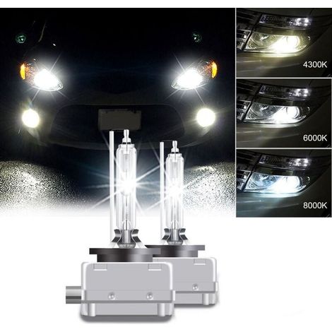 Kit di conversione lampada Xenon HID D1S 35W 6000K 12V Bianco Diamante + Kit di conversione lampada Bi-HID Ultra Trasparente 300%, 2 pezzi - VSIAISV (1/4)
