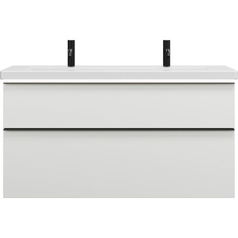 burgbad Eqio lavabo en céramique avec 2 trous pour robinetterie, (1/2)