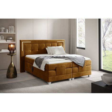Boxspringbett Elektrisch Bett DORES 180x200cm in Stoff Fresh Senfgelb (1/2)