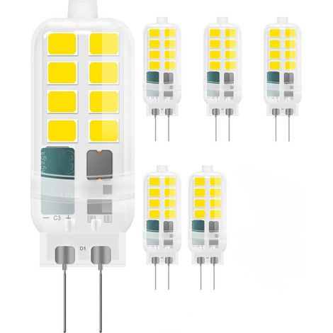 Ampoule LED G4 12V 3W Non Dimmable, 16 SMD Blanc Neutre, Équivalent 25W Halogène, Lot de 6 pour Lustre & Éclairage (1/5)