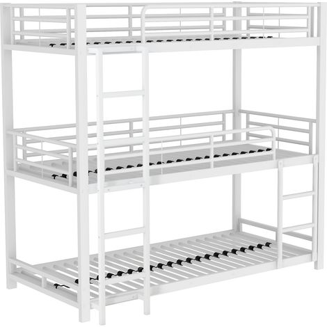 Litera triple de metal 90 x 200 cm blanca (1/5)