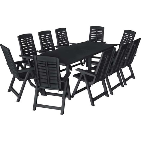 vidaXL Conjunto de comedor de jardín 11 piezas plástico gris antracita (1/5)