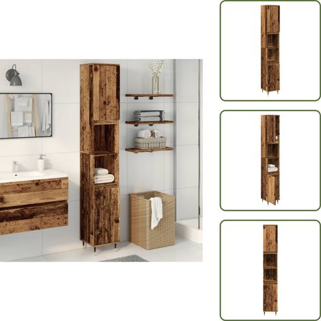 Armadio in legno antico - vidaXL Armadietto Bagno Legno Antico 30x30x190 cm in Legno Multistrato - Armadio in legno multistrato