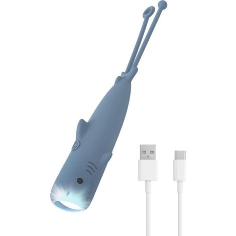 Lampe torche rechargeable en silicone, lampe torche LED Shark,luminosité réglable,lumière haute intensité, mode stroboscopique,trois modes de fonctionnement,lampe torche pour enfants, bleu (1/4)