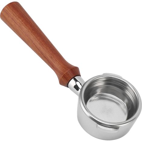Portefiltre sans fond 58mm en acier inoxydable, double oreilles, pour machine à café GAGGIA type F, manche en palissandre du Brésil (1/5)