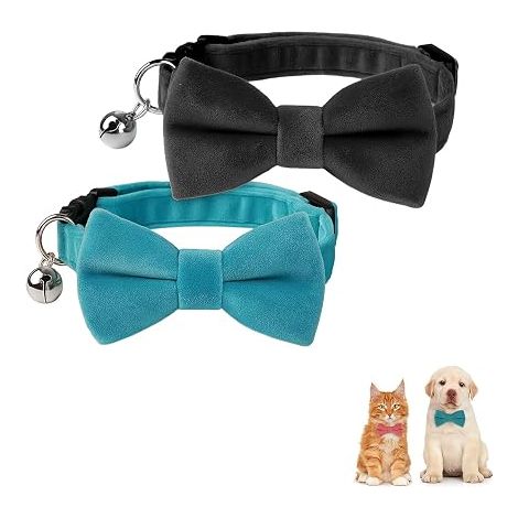 Cat Collars with Bell, Bow Tie Safety Quick Release Adjustable for Pets Kitten Black Blue Cat Collar Kitten Collar Cat Bow Tie (1/3)