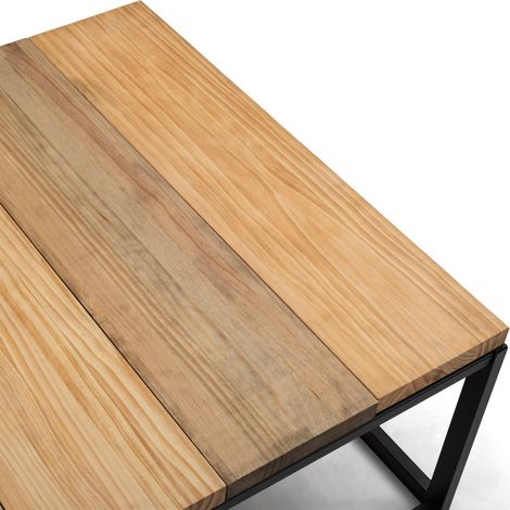 Mesa de Centro Preston Negra 120x80x38cm con tablero de madera maciza de piezas tricolor Box Furniture (1/5)
