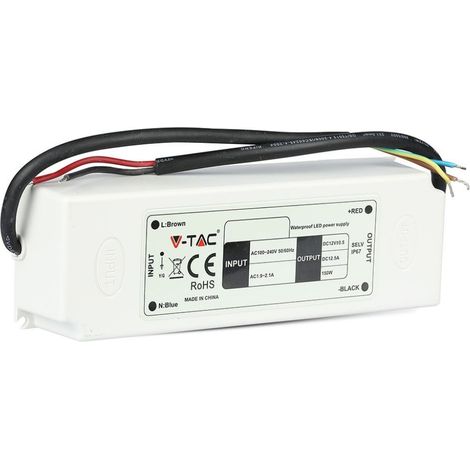 V-TAC VT-22065 Alimentation led slim 60W 12V 5A étanche IP67 en plastique - SKU 3252