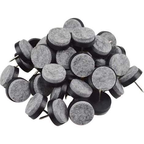 Lot de 40 patins ronds en feutre robustes à clouer pour pieds de meubles, chaises, tables, protections de sol, glissent en douceur (noir, diamètre du patin : 20 mm) (1/5)