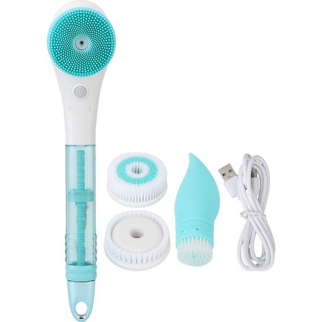 Brosse de douche électrique avec manche long, poils souples, imperméable et démontable, pour bain à domicile, gommage corporel doux pour la peau (1/5)