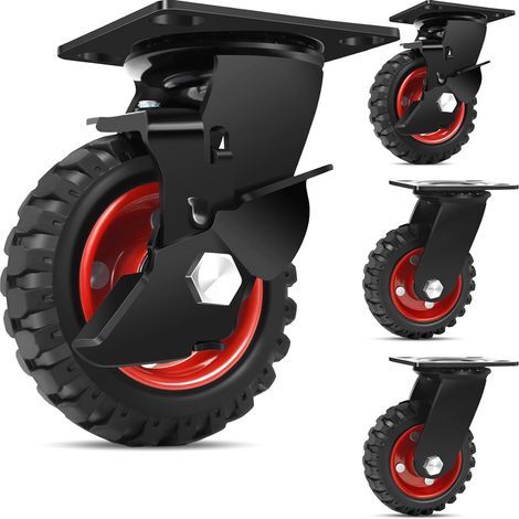 125mm Roulettes en Caoutchouc Plein pour Charges Lourdes, Roulettes Pivotantes à 360 avec Treads Anti-Dérapants, Roues pour Utilisation Médicale et Industrielle, Capacité de Charge 500kg (1/5)