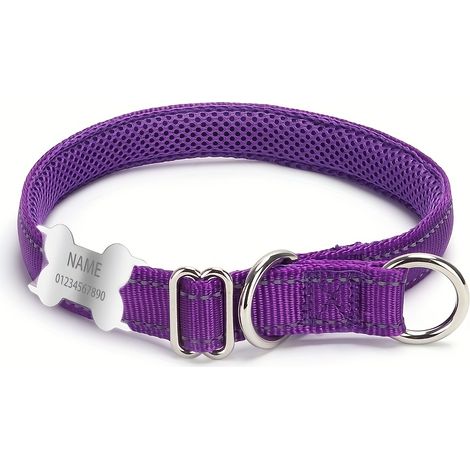 Filiyano-Collier de dressage réfléchissant personnalisé pour animaux de compagnie (1 pièce) avec étiquette gravée - Possibilité de gravure avec le (1/5)