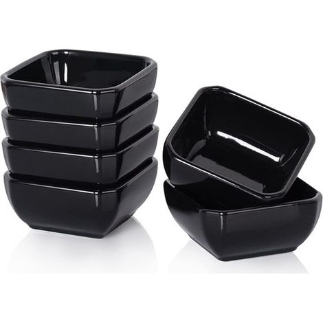 Cuencos Para Salsa - Cerámica Blanca - Capacidad 50 Ml - Cuadrados - Aptos Para Microondas - Set De 4 Unidades (1/5)