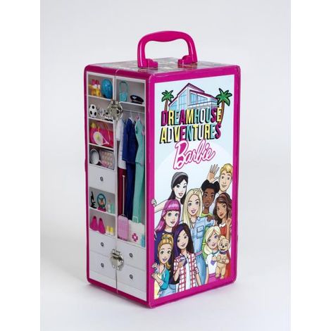 Valigetta-armadio Barbie Klein rosa 15,9x13x32 cm con 12 appendini (1/3)