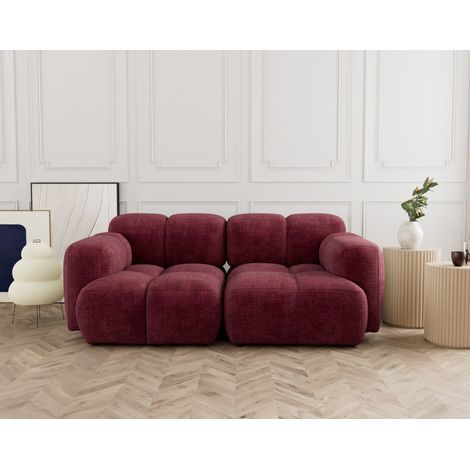 Lisa Design – Canapé modulable 2 places en velours texturé – Dimensions 212x118cm – Style contemporain – Confort optimal avec mousse polyuréthane (1/5)