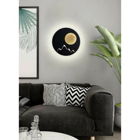 TrAdE Shop Traesio - Applique Da Parete Led Moderna Retroilluminato 16w Luce Bianca 6500k Lampada E48 - Nero (1/2)