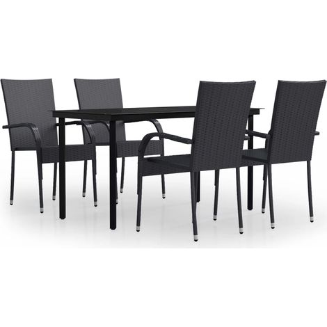Maison Exclusive - Set Mobili da Pranzo per Giardino 5 pz Nero (1/5)
