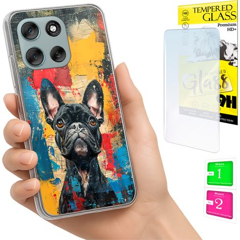 Funda para Motorola Moto G56 con foto y diseño de perro + cristal (1/5)