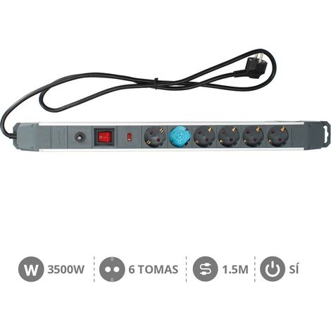 Base múltiple 6 tomas protección sobretensiones + int 1,5m GSC 0801087 (1/3)