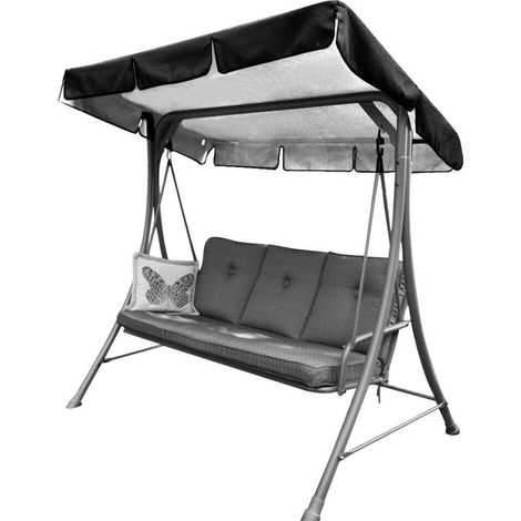 210D extérieur balançoire auvent remplacement parasol UV bloc étanche jardin balançoire couverture supérieure, 14212018 cm, noir (1/5)