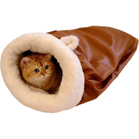 Nid pour Chat Nid en Peluche Et Cuir PU Apaisant,Sac (1/5)