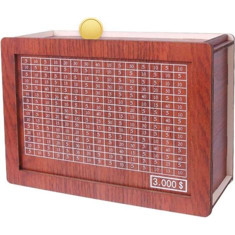 Tirelire en Bois avec comptoir – Tirelire en Bois réutilisable en Bois Tirelire en Bois du défi d'épargne La Banque d'épargne (1/4)