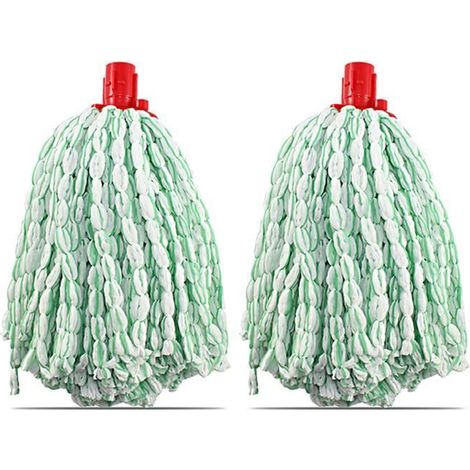 Lot 2 serpillère,mop à franges pour balai,tête de rechange,recharge vadrouille en microfibre absorbante - Hauteur 30 cm (1/2)