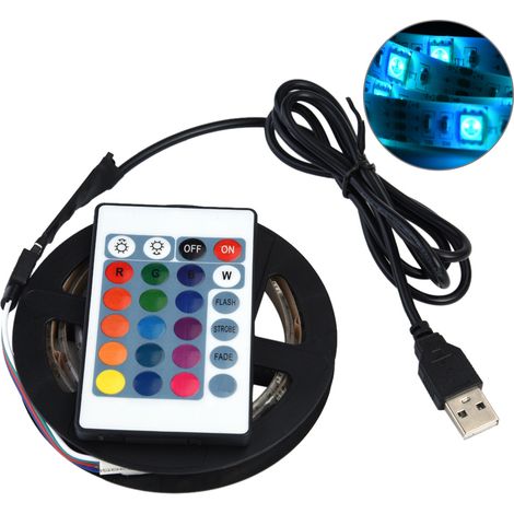 Bande LED USB 5V DC 5050 RGB étanche et flexible pour éclairage d'arrière-plan TV, 1 m, 30 LED (1/5)