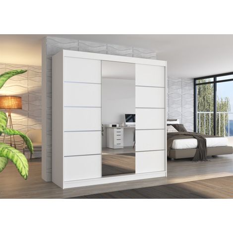 Schiebetürenschrank Schrank VISBY in Weiß matt 200x215x58 cm (1/3)