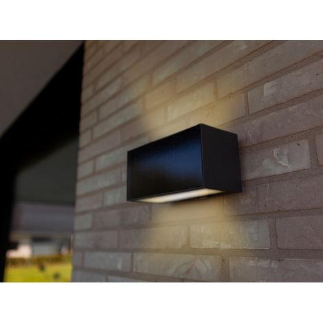 HYBRID LED Außenwandleuchte INKA, Solar & Strom 230V, Anthrazit 18cm breit
