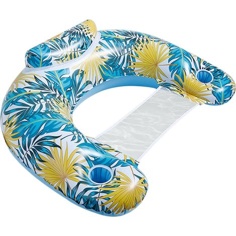 Ensemble de 2 chaises longues gonflables en PVC avec porte-gobelet  Idéal pour la piscine, la plage, la mer, le lac, la rivière, le bronzage et les bains de soleil (adultes, hommes et femmes).