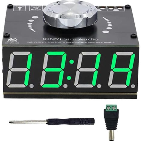 Amplificateur Audio 5.0 Stéréo pour Voiture 12V-24V avec Bluetooth, USB, AUX et Horloge WiFi (1/5)
