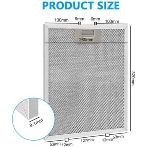 Enowelir Filtre à Graisse Métallique pour Hotte Aspirante 320x260mm 2 Pièces Accessoire de Cuisine en Maille Femeo (1/2)