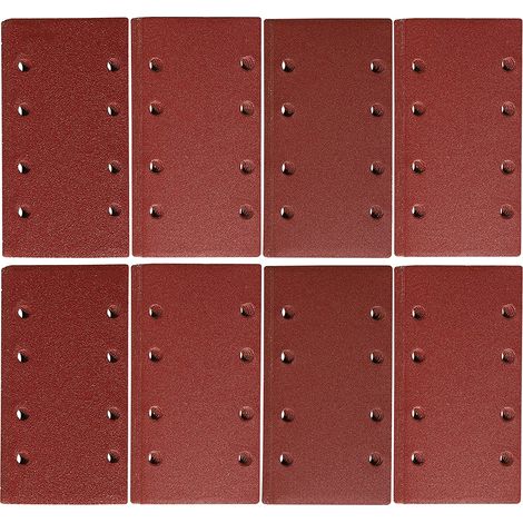 Schleifblätter für Exzenterschleifer, 93 x 185 mm, 8-Loch-Schleifpapier, Körnung 40, 60, 80, 120, 180, 240, 320, 400, Packung mit 48 Blättern, Schleifschwamm und Schleifklotz (1/5)