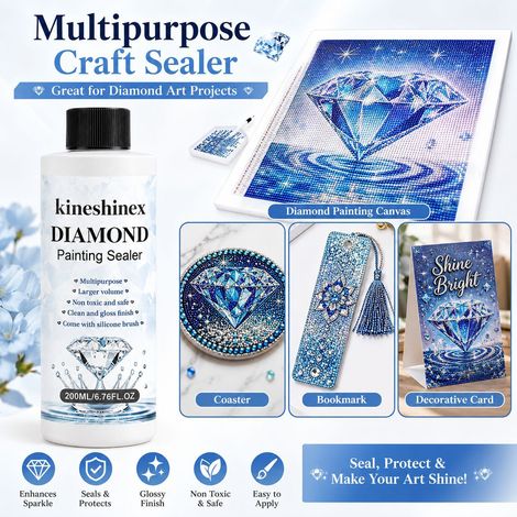 Kineshinex Diamond Painting Versiegelungsmittel: Klar, Hochglanzeffekt, langanhaltende Diamantfixierung, geruchlos, geeignet für handgefertigte Aufkleber. (1/5)