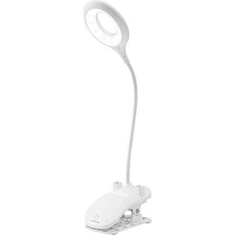 [JAMAIS UTILISÉ]Lampe Clip LED, Lampe de Bureau à Pince avec porte-stylo, Lampes de Chevet et Lampes de Table, Lampe Pour Enfants Eye-Care avec 3 Couleurs Réglables pour Lecture, Travail (blanc) (1/4)