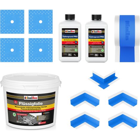 Dichtset Dusche Flüssigfolie 9,5 kg Abdichtset Dichtband Set Bad Duschelement (1/5)