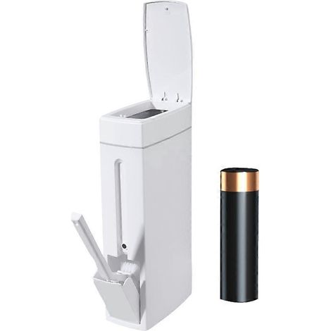 Poubelle de salle de bain fine en plastique avec brosse WC, 4,5 L (1/4)